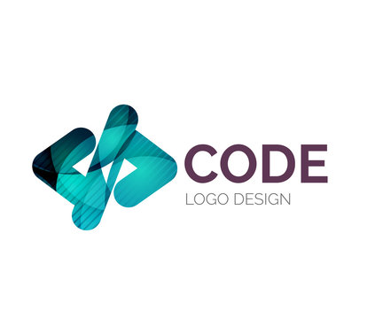 Code icon logo design made of color pieces
