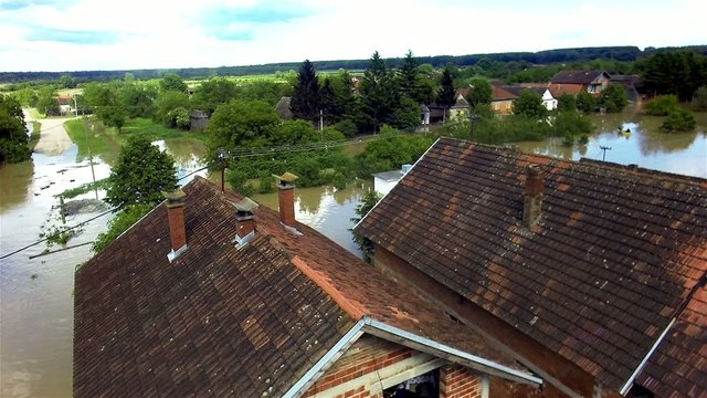 Flooded town Jamena, Serbia