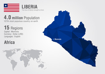 Liberia world map with a pixel diamond texture.