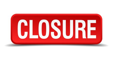 closure red square button isolated on white background