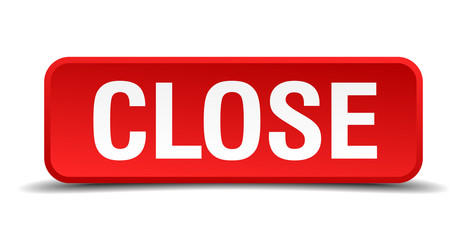 close red square button isolated on white background