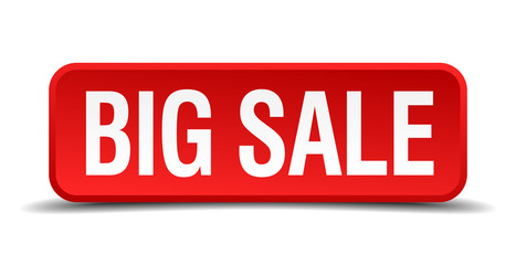 big sale red square button isolated on white background