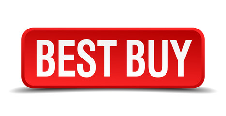 best buy red square button isolated on white background