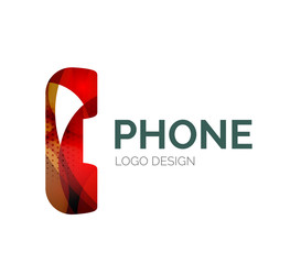 Retro phone logo design made of color pieces