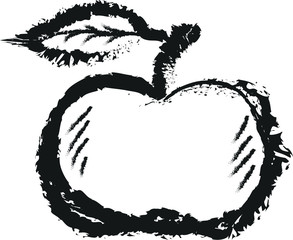simple doodle apple, charcoal line art