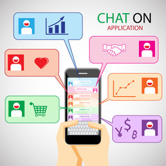 communication concept with smartphone. infographic and icon