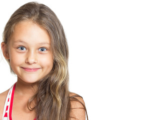 Fototapeta premium cheerful little girl on a white background isolated