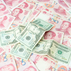 Obraz premium Dollar USA and RMB Chinese