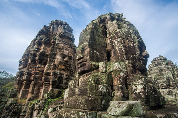 The face of Bayon in Angkor Thom the world heritage site of Siem Reap, Cambodia.