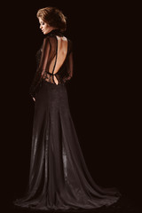 Portrait of Beautiful Woman black  Dress