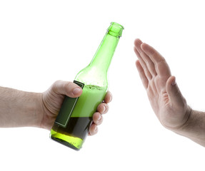 Hand reject a bottle of beer