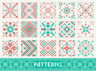 colourful seamless pattern set