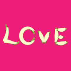 abstract magic love text on a pink background