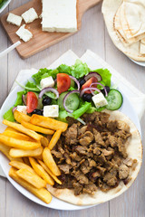 Greek Gyros with Fries and Salad