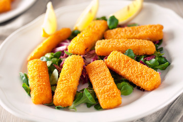 Fish Sticks with Salad