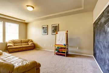 Art room with large chalkboard