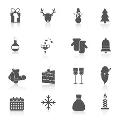 Christmas icons set black