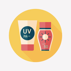 Sunscreen flat icon with long shadow