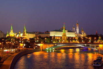   Moscow Kremlin  and   Moskva River in night
