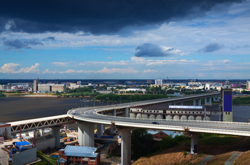 View of Nizhny Novgorod.  Metro Bridge