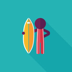 surfing flat icon with long shadow