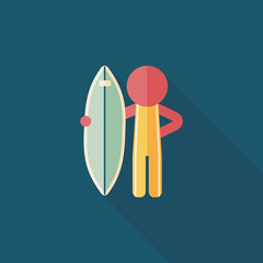 surfing flat icon with long shadow