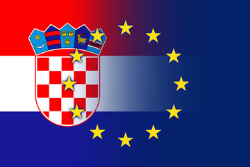 Croatia and European Union Flag