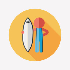 surfing flat icon with long shadow