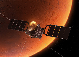 Spacecraft "Mars Express" Orbiting Planet Mars © 3dsculptor