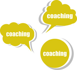 coaching word on modern banner design template. stickers