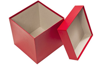 Empty Holiday Red Gift Box With Lid