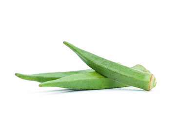 Fresh okra on a white background.