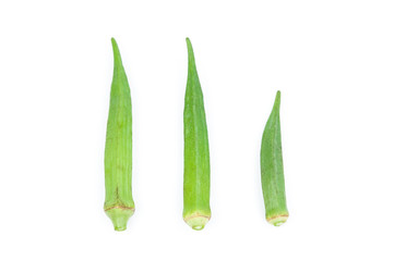 Fresh okra on a white background.