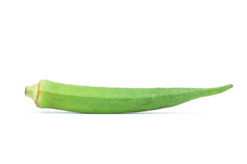 Fresh okra on a white background.