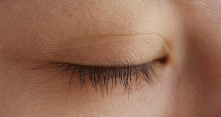 Close up of Chinese woman's closed eye