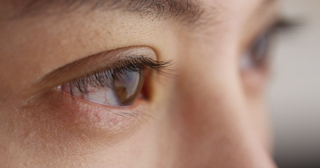 Closeup of Chinese woman's closed eyes