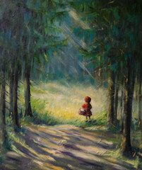 Fototapeta premium Little Red Riding Hood fairy tale.