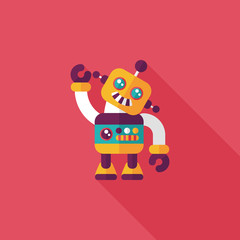 vintage robot flat icon with long shadow,eps 10