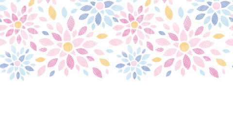 Abstract textile colorful flowers horizontal seamless pattern