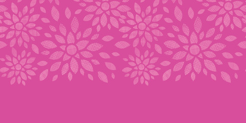 Naklejka na ściany i meble Abstract textile flowers pink horizontal seamless pattern