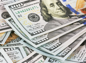 Background dollar bills, close up