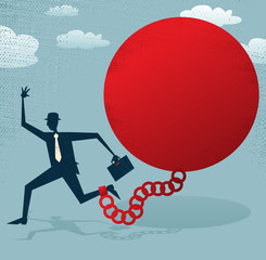 Abstract Businessman in Ball and Chain.