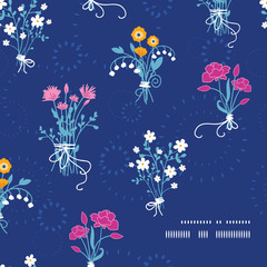 Fresh flower bouquets frame corner pattern background