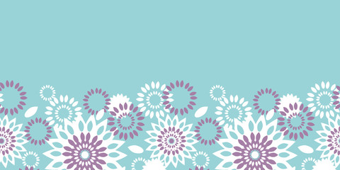 Purple and blue floral abstract horizontal seamless pattern