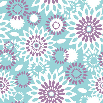 Purple and blue floral abstract seamless pattern background