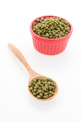 Green mung beans isolated on white background