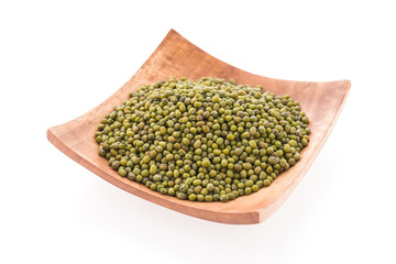 Green mung beans isolated on white background