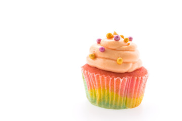 Colorful cupcakes isolated on white