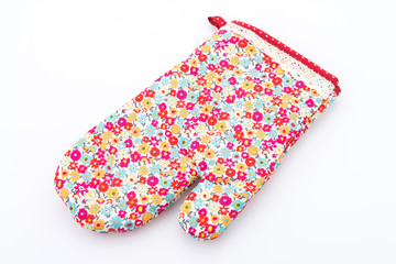 Flower mitten oven glover isolated on white background