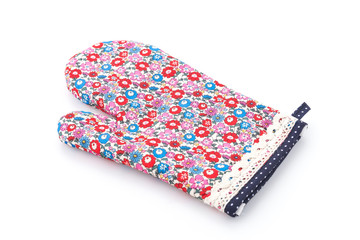 Flower mitten oven glover isolated on white background